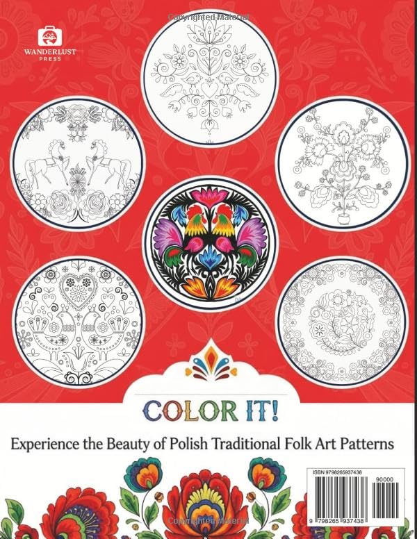 POLAND Traditional Folk Art Patterns / Coloring Book for Kids, Teens and Adults / Explore & Color / Stress-Relief, Mindful Designs & Relaxing Polish ... Pages for Relaxation & Mindfulness Activities image 3
