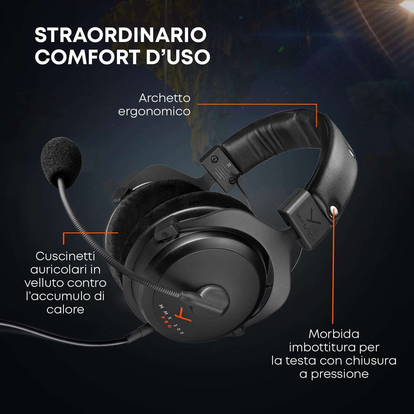 beyerdynamic MMX 300 PRO cuffie da gioco con driver STELLAR.45 e microfono a condensatore, cuffie da gioco cablate