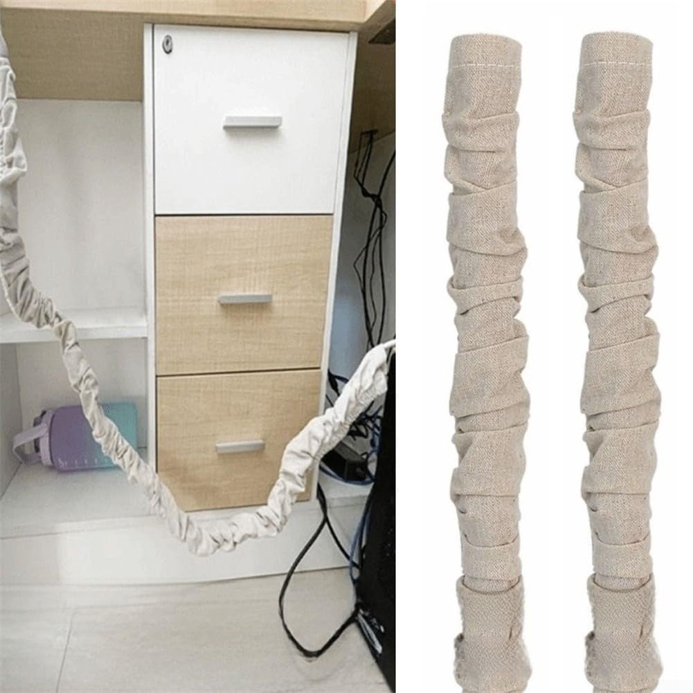 Paquete de 2 cubiertas de cadena de araña de tela de 6 pies, protector de cable eléctrico para colgar luces, cables de TV y barras de cortina, material de lino de algodón beige, decoración