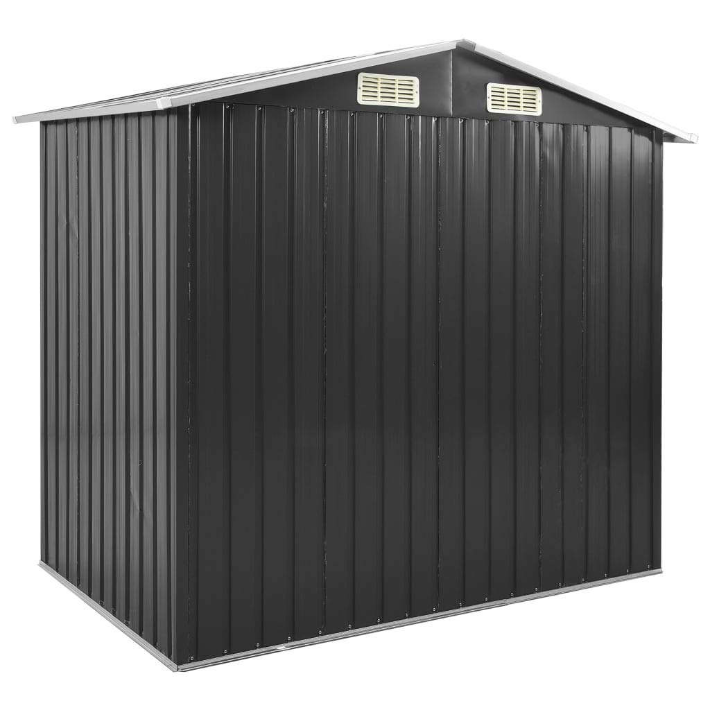 Tidyard Gerätehaus mit 4 Lüftungsklappen Geräteschuppen Outdoor Gartenhaus Schuppen Metallgerätehaus Anthrazit 205x130x183 cm Eisen