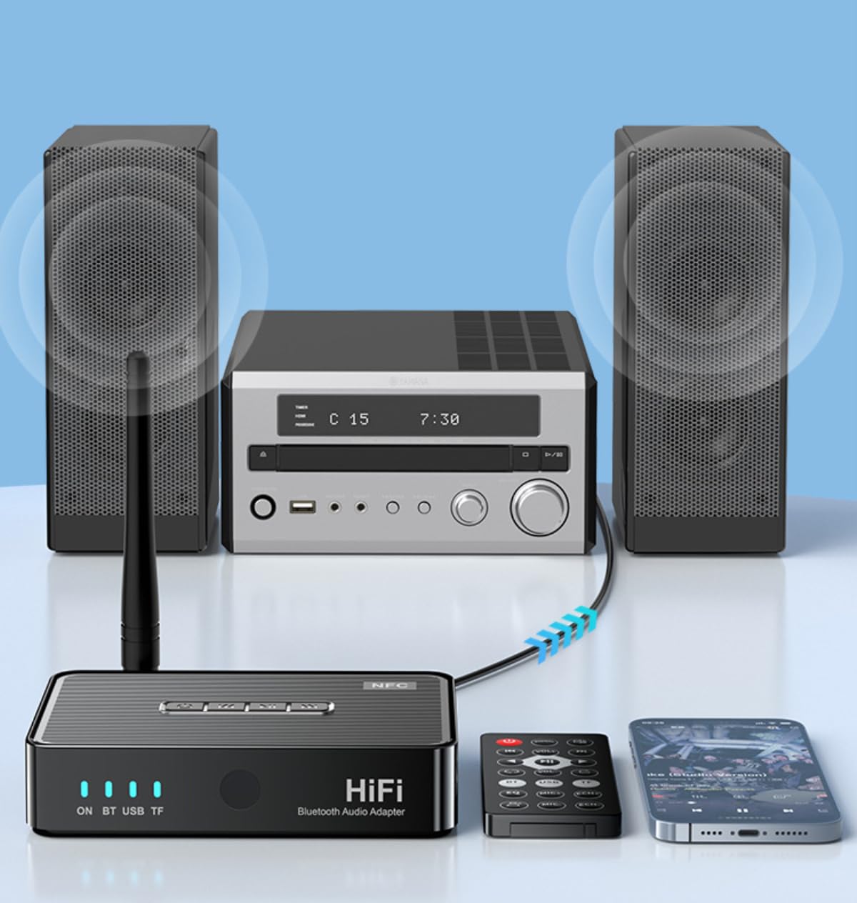 Photo 1 of Bluetooth 6.0 Receiver for Home Stereo, Wireless Audio Adapter to Convert Old Speakers & Wired Headphones with 3.5mm AUX RCA Cable