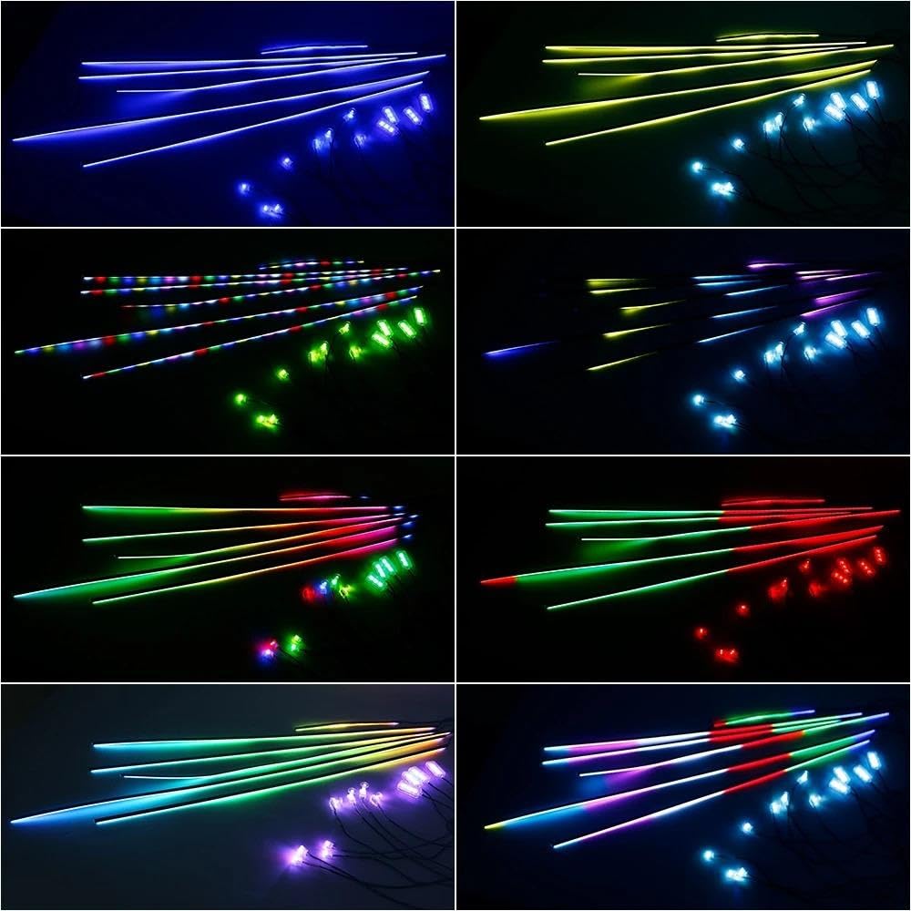 Luces Interiores del Coche 18 en 1 Kit luz Ambiental para automóvil Symphony Music Sync RGB 213 Color Rainbow Luz de Ambiente，(18in1 Not Rainbow)