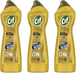 Cif Krem Ekstra Parlaklık Altın Serisi Temizleyici, 500 ml, 3'lü Paket, Mutfak Yüzeyleri İçin