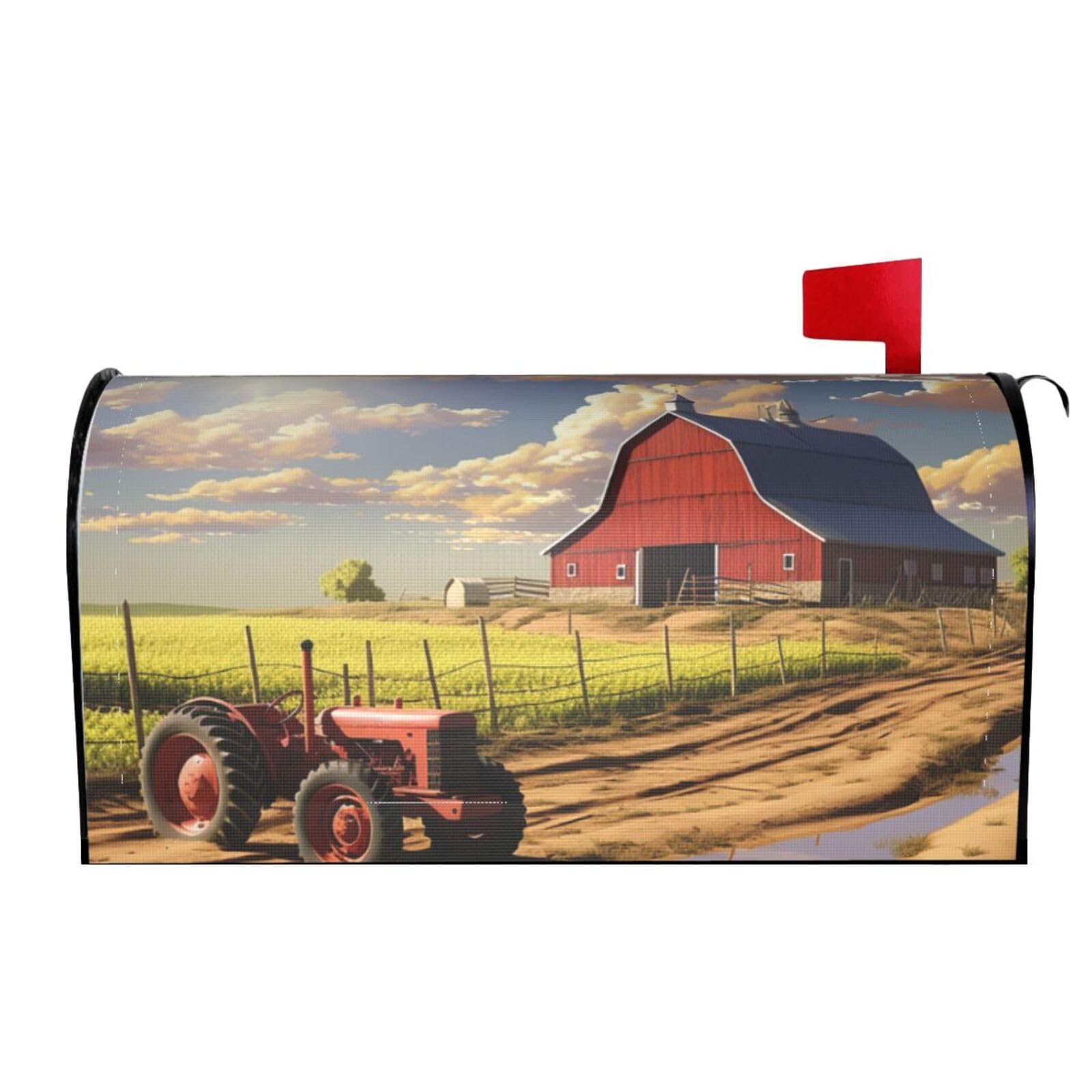 Spring Summer Mailbox Covers Magnetic Letter Post Box Cover Farm Morning Barn Mailbox Wrap Decoration Mailbox Post Cover for Garden Yard Outside Welcome Decor 21x18 in