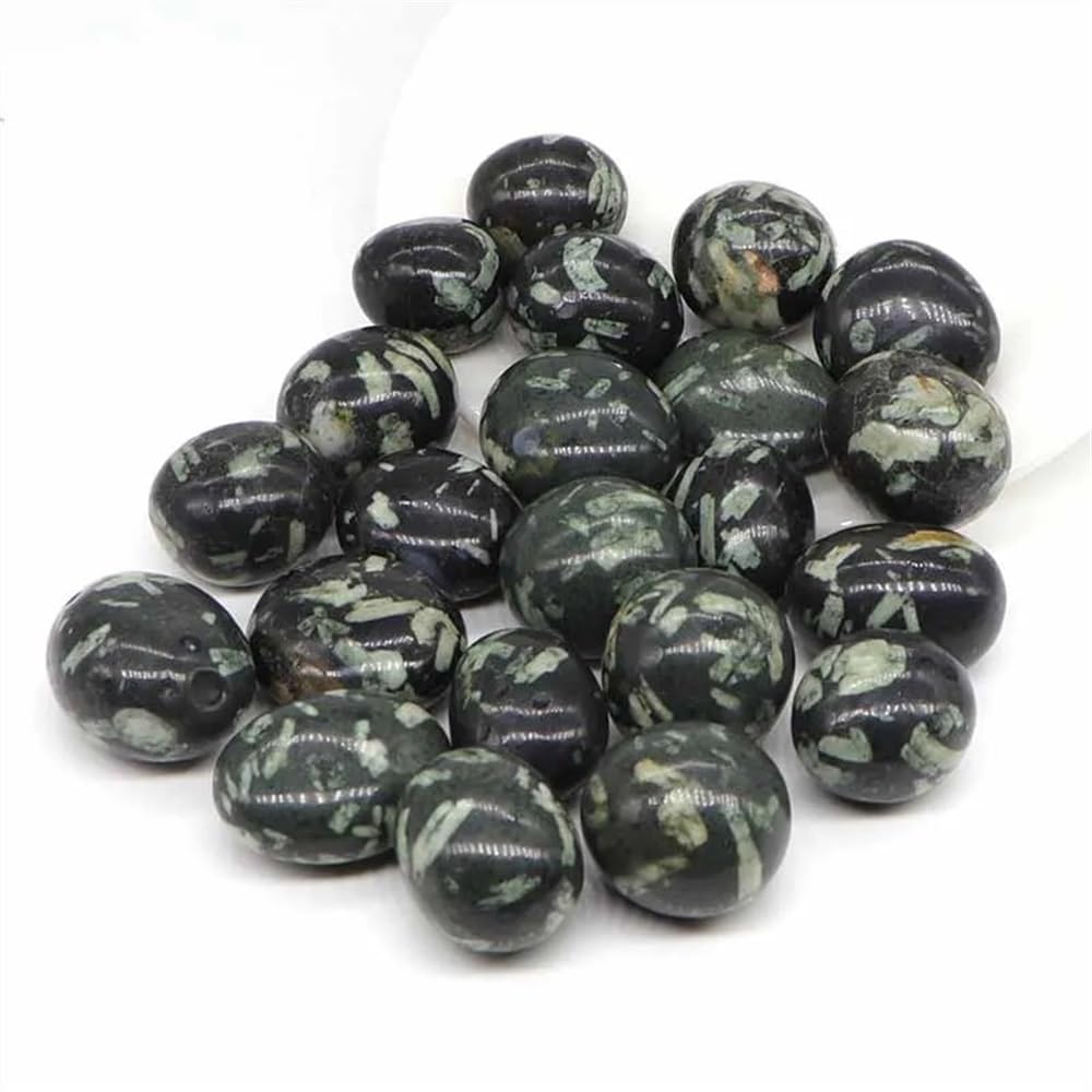 ATkit Natural Natural Round Black Chrysanthemum Bulk Tumbled Stone Gravel Specimen Healing Crystal Mineral Gemstone Aquarium Home Decoration (Size: 50g)