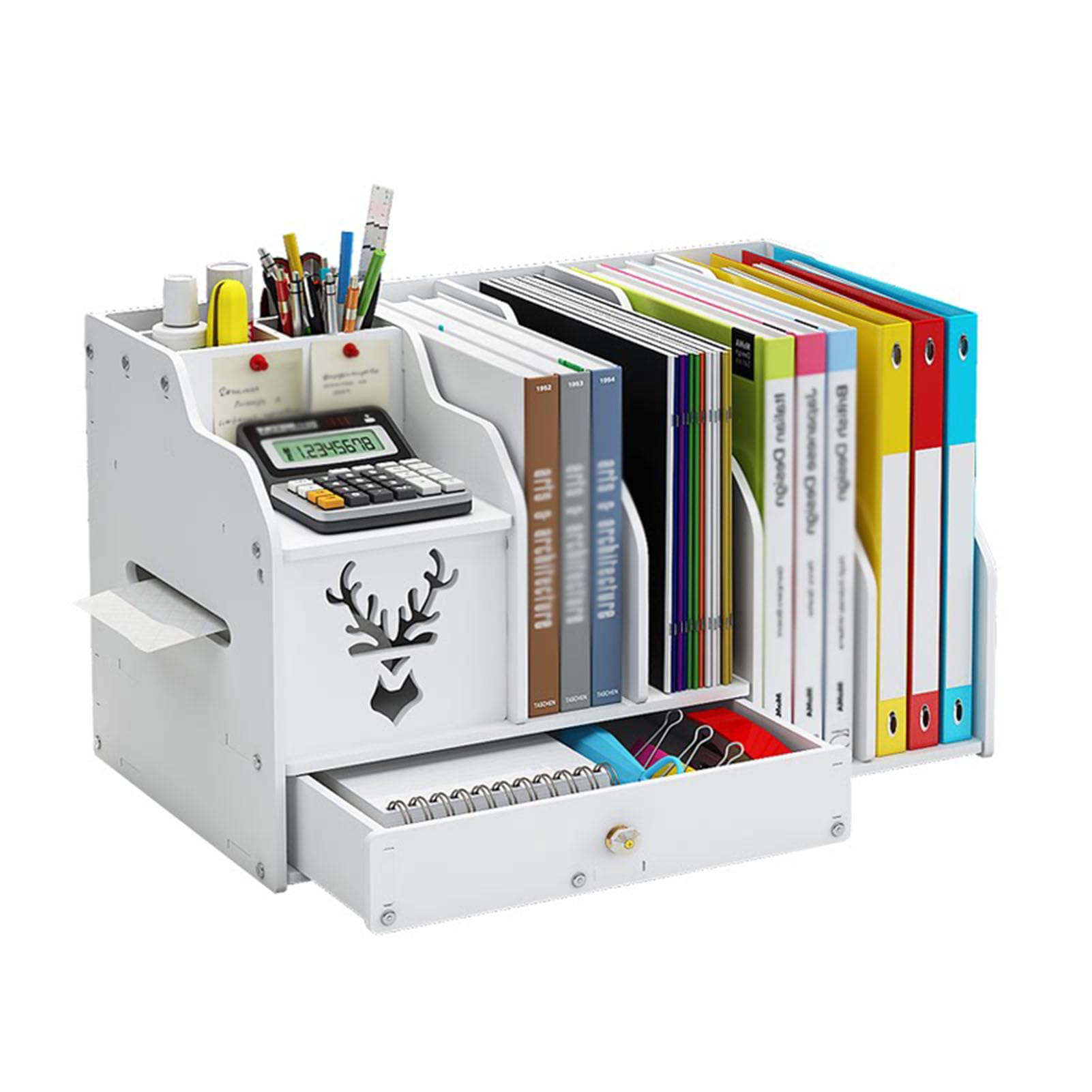 Organizador de Almacenamiento de estantería de PVC de Estilo Moderno con 1 cajón, Organizador de Almacenamiento de Escritorio pequeño, estantería de Escritorio para Suministros de Oficina o maquilla