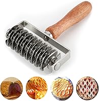 AMPSEVEN Stainless Steel Pastry Lattice Roller Cutter for Perfect Pie, Pizza, Beef Wellington Crusts