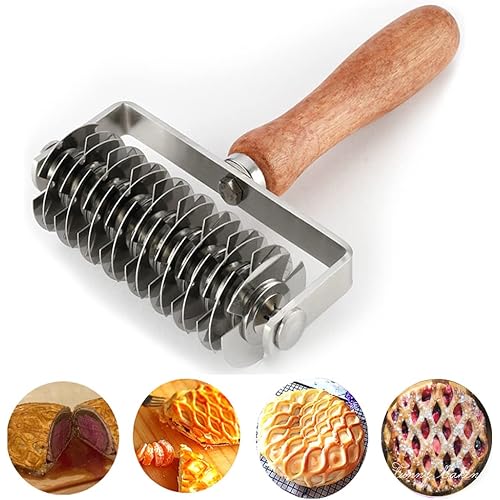 Pastry Lattice Roller Cutter - Stainless Steel Dough Lattice for Pie Pizza Bread beef wellington Pastry Crust Roller Cutter