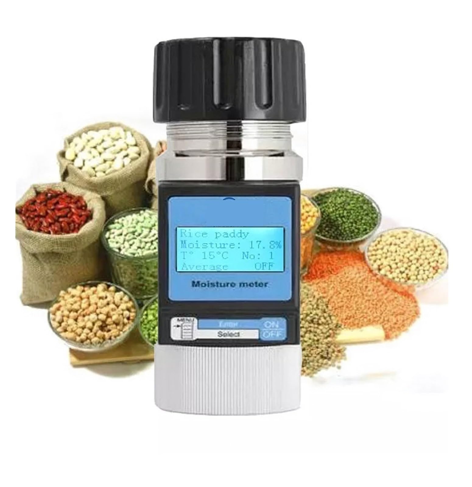 JVDDI Hygrometer For 43 Kinds Grains Coffee Beans Corn Wheat Bean Peanut Humidity Measuring Instruments Smart Grain Moisture Meter