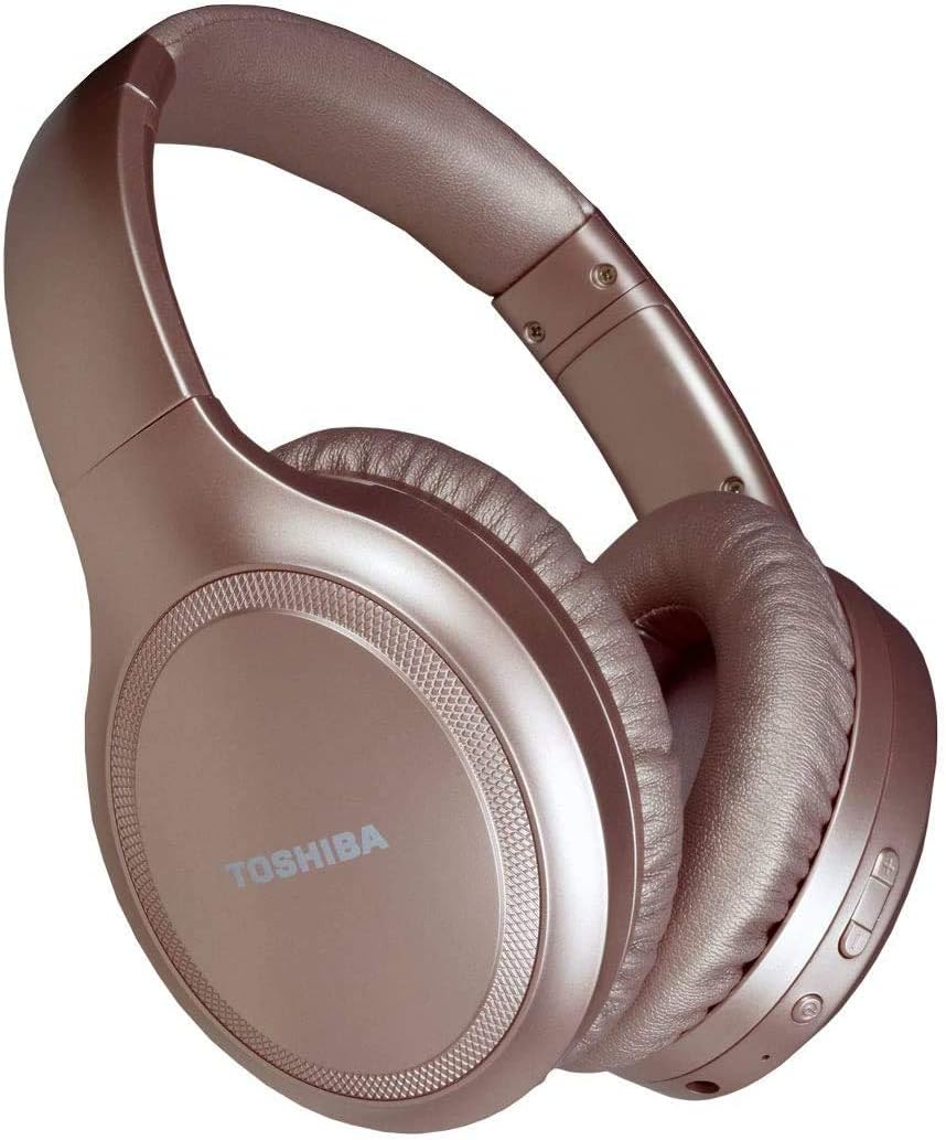 TOSHIBA Rze-BT1200H (PN) Noise Cancelling Over-Ear BT Headphones with Microphone, Rose Gold