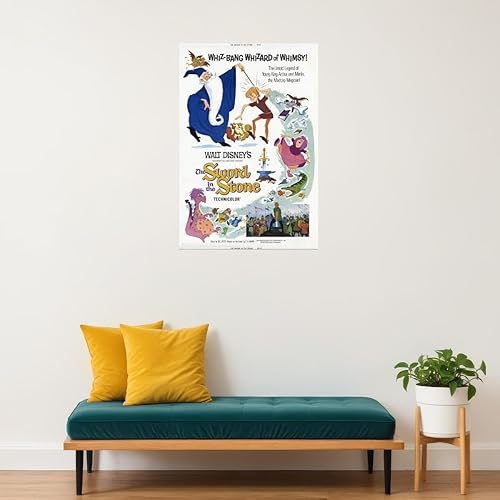 Miniatura 3 de Póster de la película The Sword In The Stone de 1964 con impresión artística de la noche de la película, 12 x 16 pulgadas