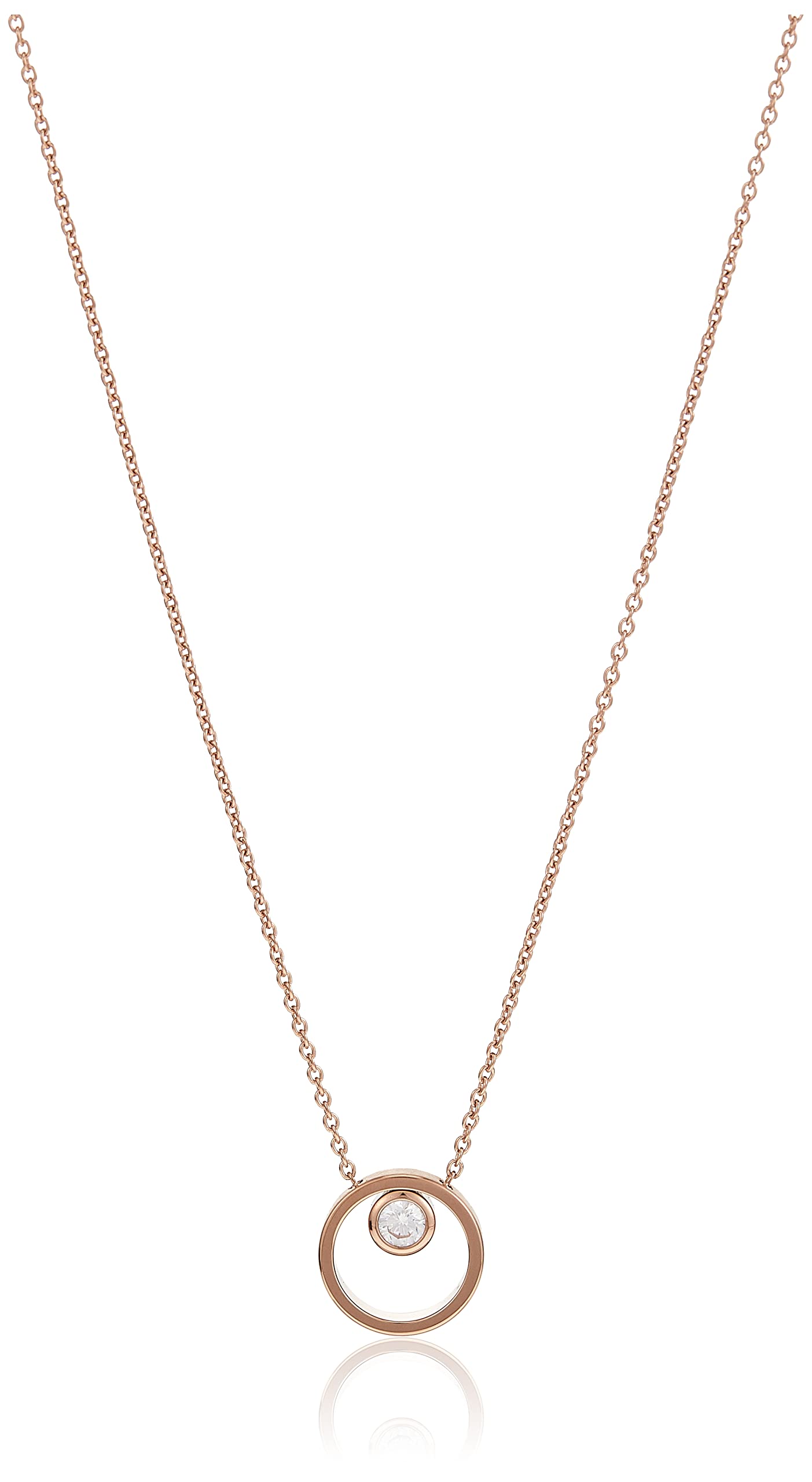 SkagenWomen's Stainless Steel Elin Crystal Circular Pendant Necklace, Rose Gold