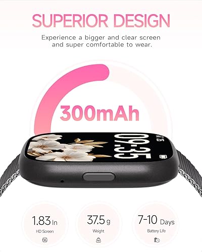 Miniatura 7 de TOOBUR Reloj inteligente para mujeres y hombres, Alexa integrado, responder/hacer llamadas, reloj de seguimiento de actividad física de 1.83 Negro