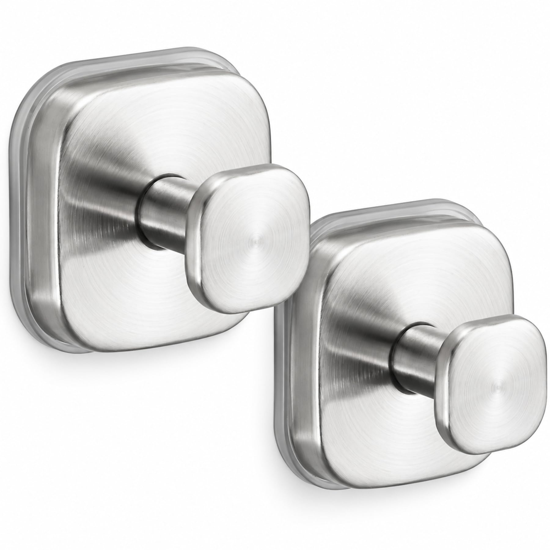 Suction Cup Hooks for Shower, Bathroom Towel, Robe and Loofah Storage (2, Brushed Nickel)