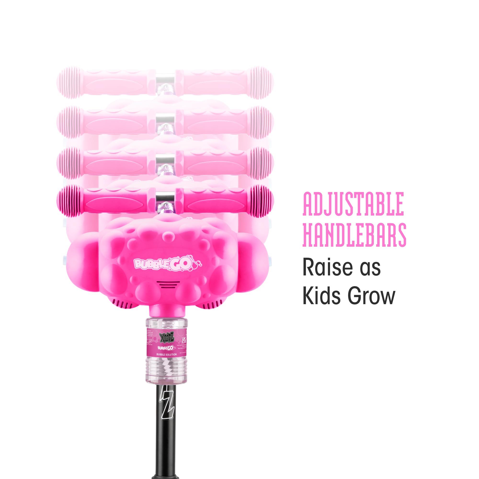 Xootz Kids Bubble Go Faltbarer Tretroller 3 Räder Tri-Scooter mit Seifenblasenmaschine Neigung und Drehung Alter 3+ Rosa | 3-Rad-Kinderroller mit Seifenblasenmaschine, verstellbar, faltbarer Tri-Scooter für Kleinkinder, Balance und Lean to Steer