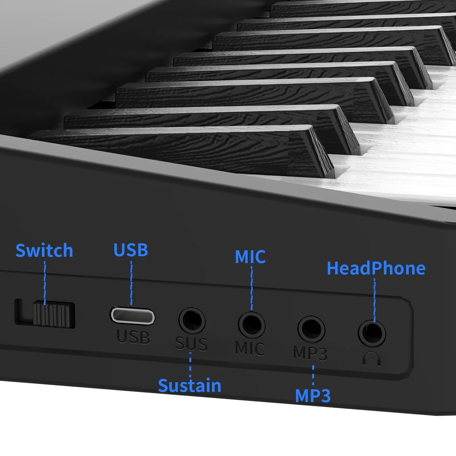 Keyboard Piano，Digital Piano，Dance Folding Piano Keyboard 61 Keys，mit Sustain-Pedal Berührungsempfindlichen Beleuchteten Tasten Tasche Wiederaufladbar Schwarz