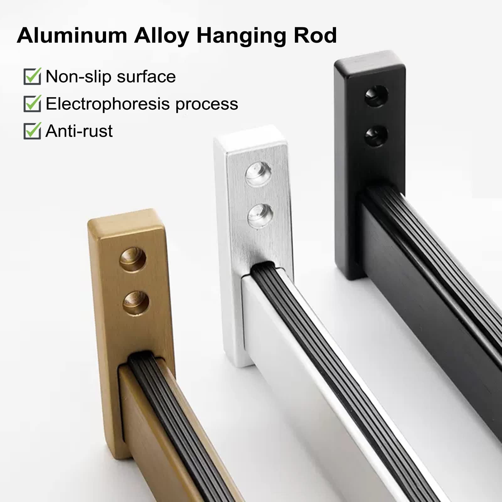 Garderobestangen. Garderobestang van aluminiumlegering, bovenaan gemonteerd, in hoogte verstelbaar, wasruimte kledinghangerbuis(Black,120cm(47 1/4 in