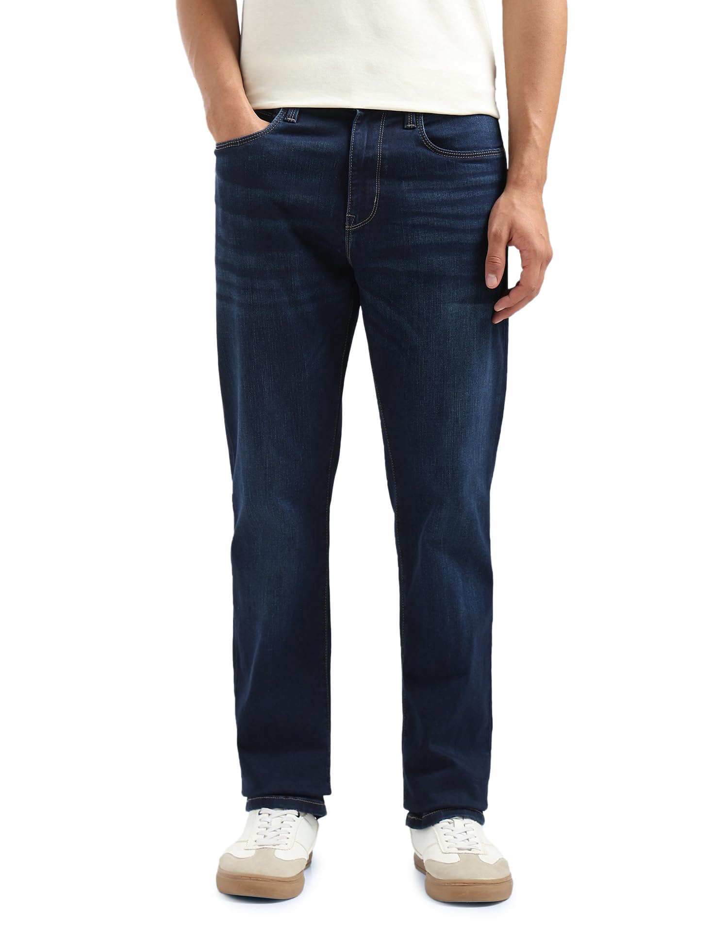 flying machine Men's Straight Fit Jeans| Solid | Mid Rise | Stretchable | Jeans for Man-picture-19