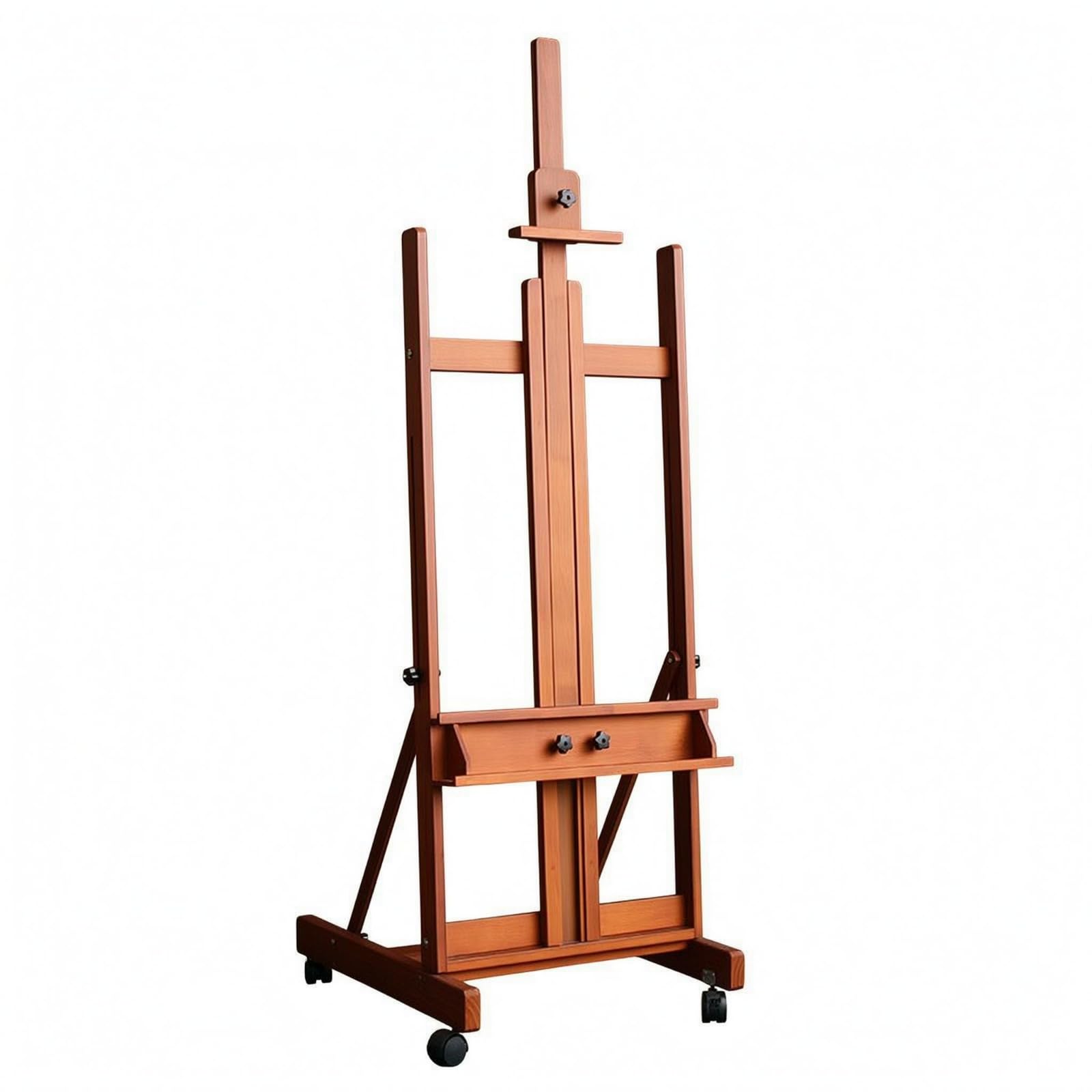 Klappstaffelei Holz Staffelei Bodenstaffelei Malerstaffelei Rollstaffelei aus Buchenholz mit Robustem Rechteckigem Standfuß Verstellbarem, color to 1, Mittel