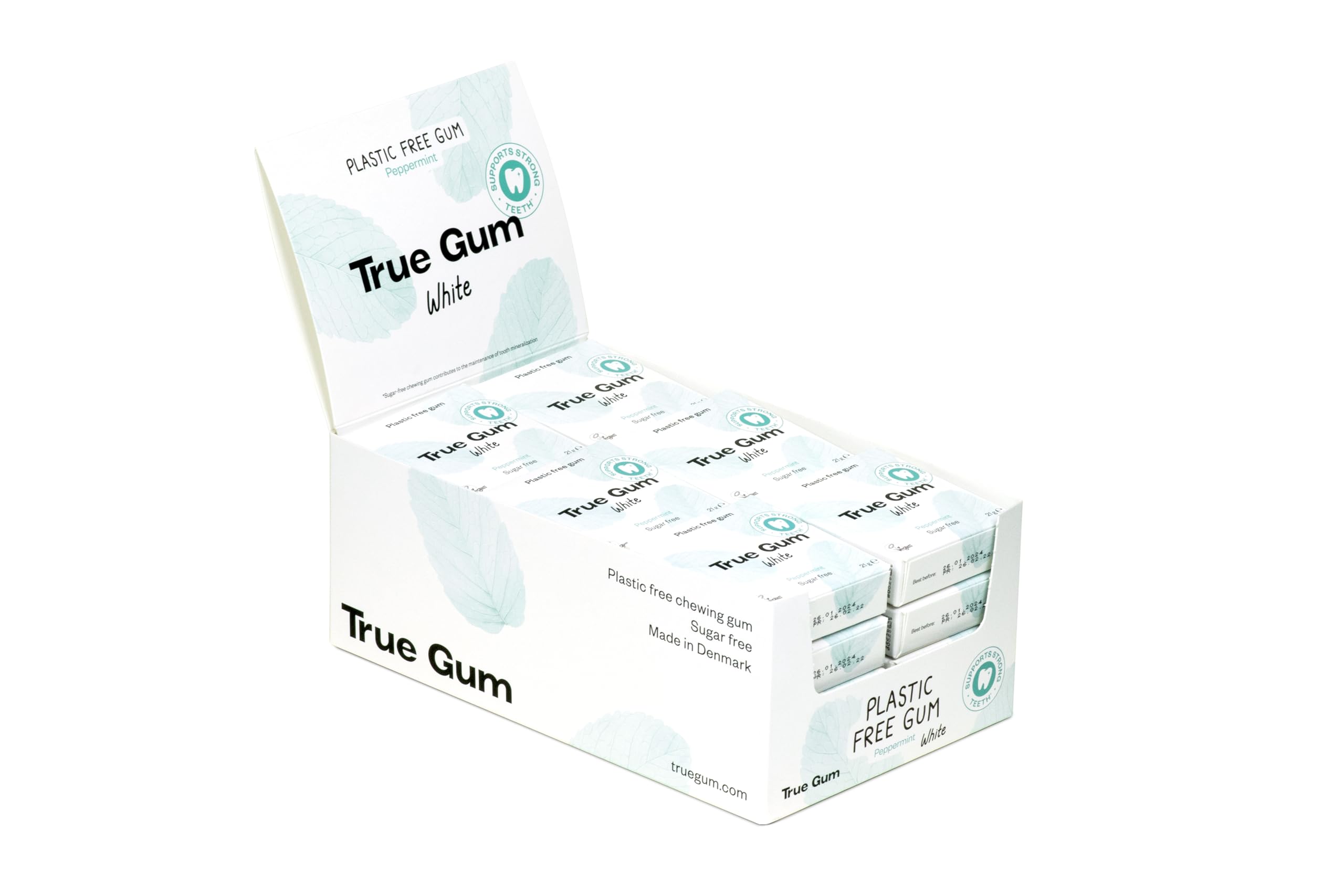 True Gum 24er Display: WHITE | Plastikfreier Kaugummi | Biologisch Abbaubar | Vegan | 24 x 21 g, 504 g