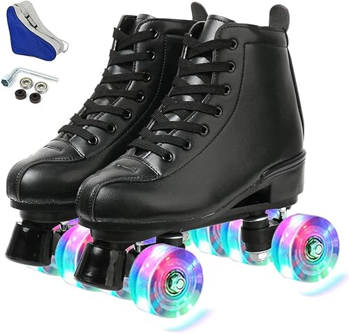 Patines clásicos de doble fila de piel para hombre y mujer