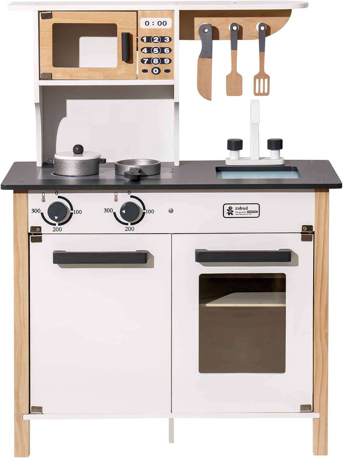 ROBUD Wooden Play Kitchen, Kids Kitchen Playset with