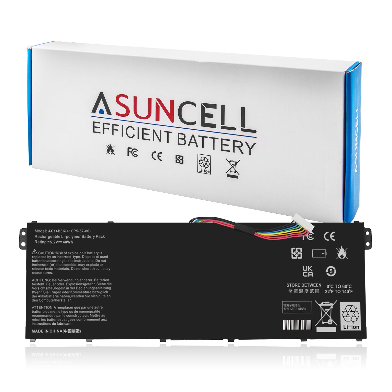 AC14B8K Battery for Acer Predator Helios 300 N17C1 PH315-51 PH315-52 G3-571 G3-572 N18Q13 Nitro 5 AN515 AN515-53 AN515-54 Aspire R5-471T R5-571T R5-571TG Chromebook CB5-571 Swift SF314 4ICP5/57/80