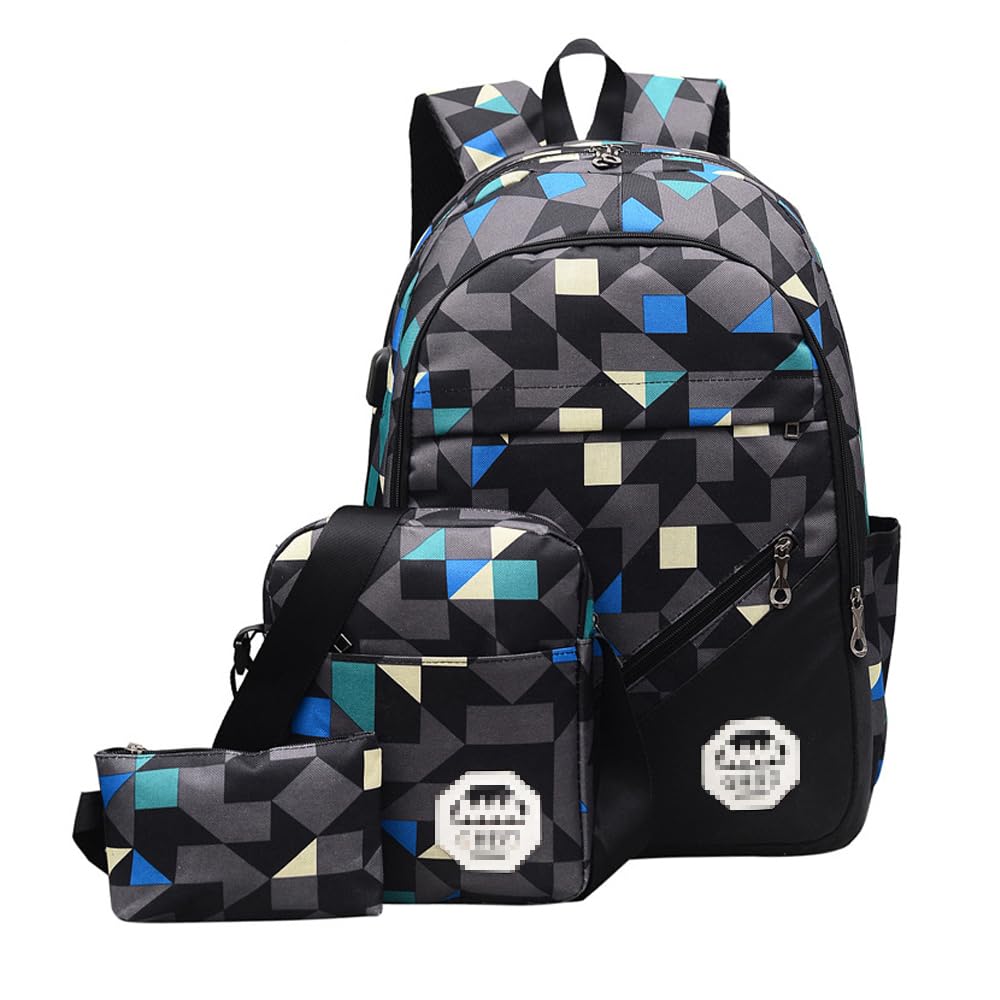 BeauentySchool Backpack Set, Crossbody Bag Shoulder Bag Pencil Bag Backpack Set For Travel Mountaineering, Student backpack With USB Charging Port