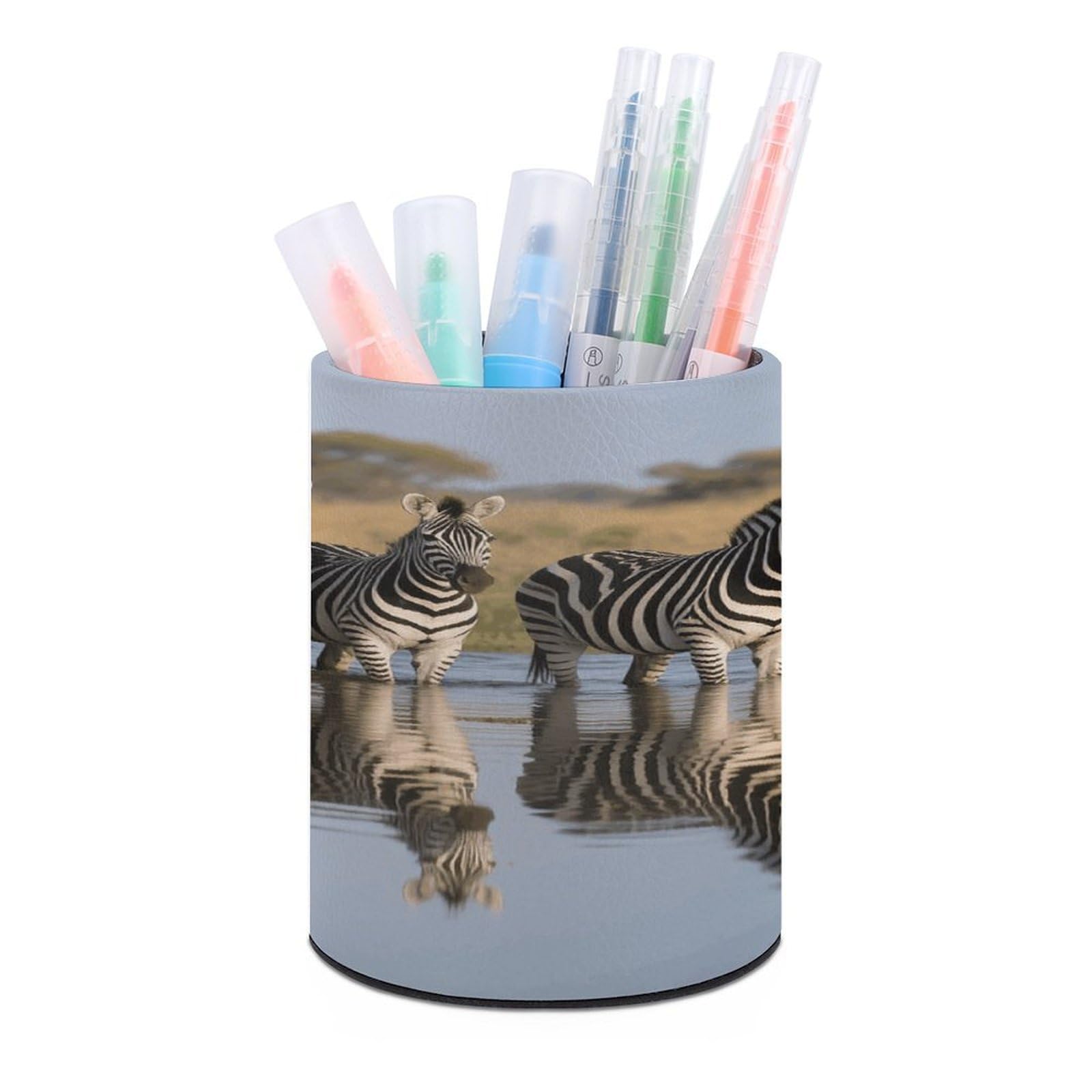 VstaDank Zebra Pen Holder for Desk Makeup Brush Holders Stylish Pen Cup Cute Pencil Cup Round Pencil Holder Decor Brush Scissor Holders for Multifunctional Office Supplies