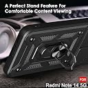 TheGiftKart Tough Armor Bumper Back Cover Case for Mi Redmi Note 14 5G / Note 14 SE 5G | Rotating Camera Cover, Kickstand & Ring Holder | 360 Degree Protection Back Cover Case (PC & TPU, Black) gallery image