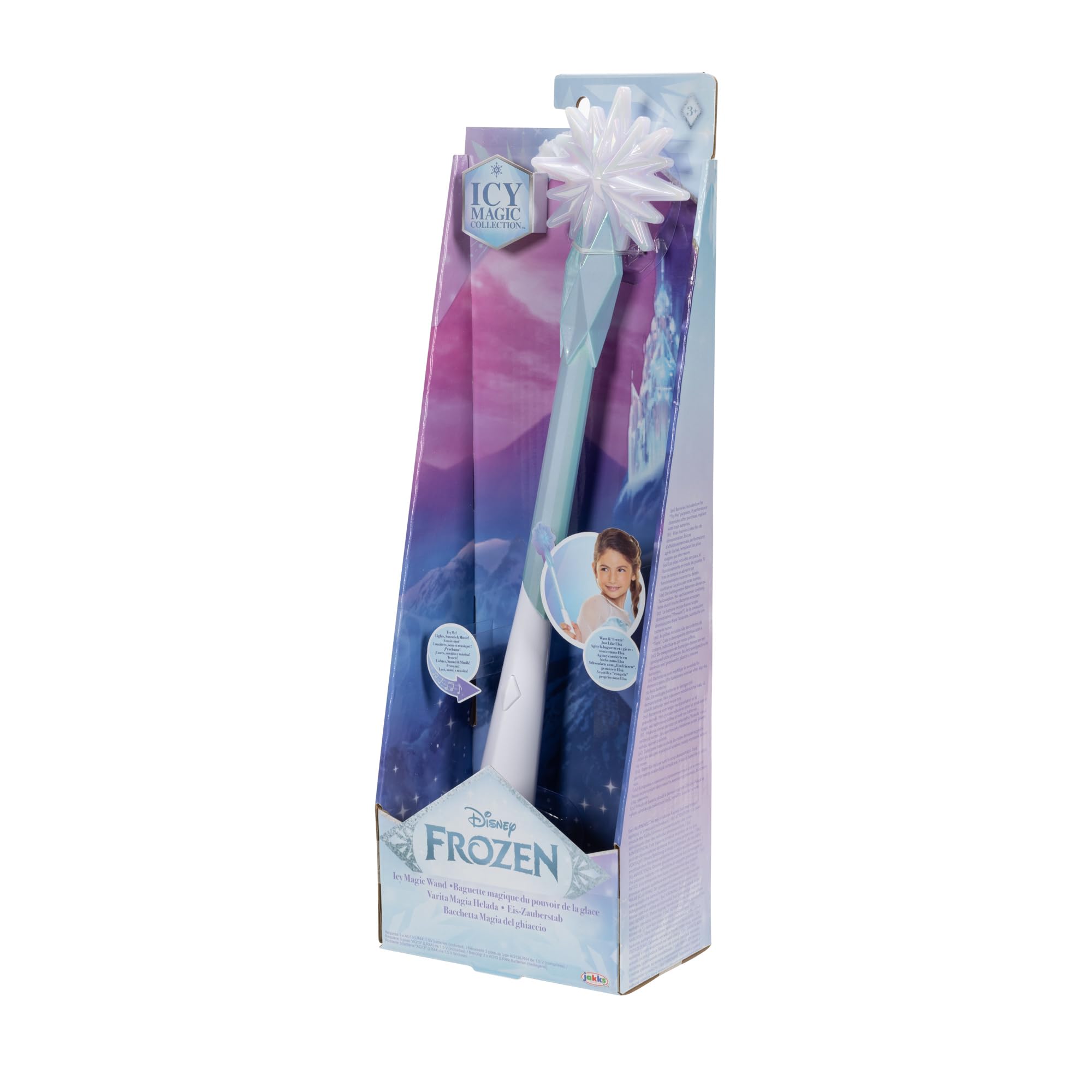 Disney Frozen Bacchetta Magica di Ghiaccio, Ufficiale Jakks Pacific, Include luci e Suoni, riproduce “Let It Go”, Design Ghiaccio Ispirato al Film, per Gioco Creativo e Travestimenti