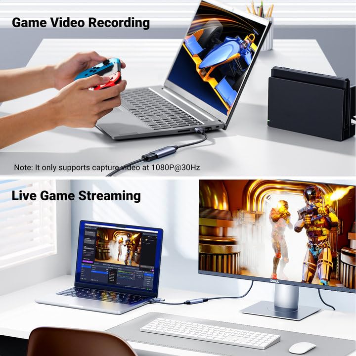 UGREEN Video Capture Card HDMI to USB-C/USB 2.0 Full HD 4K 1080P Compatible with Switch PS5 Xbox TV Stick iPadOS MacBook - Image 2