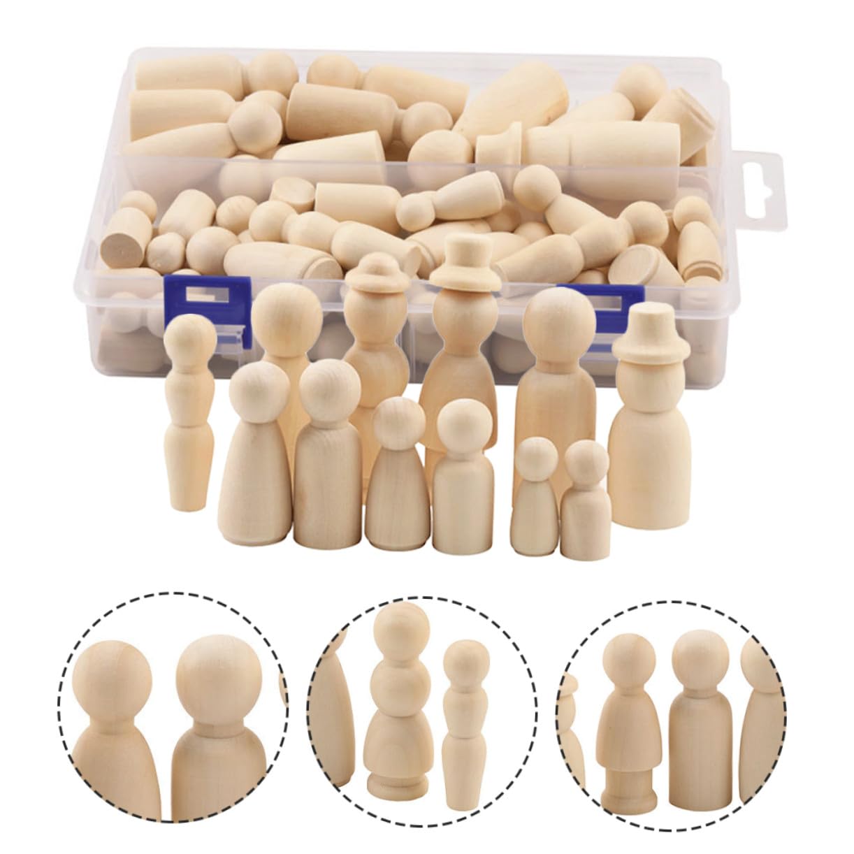 Muñecas de Madera sin Pintar 55 Piezas para Bricolaje y Decoración