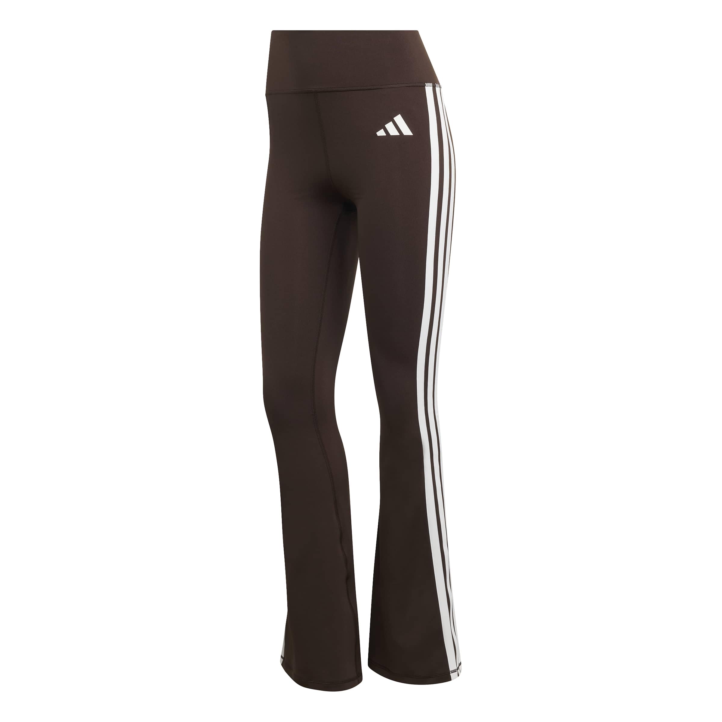 adidas Women's Optime Essentials 3 Stripes Flared Leggings Tights, Aurora Coffee/white, XXL