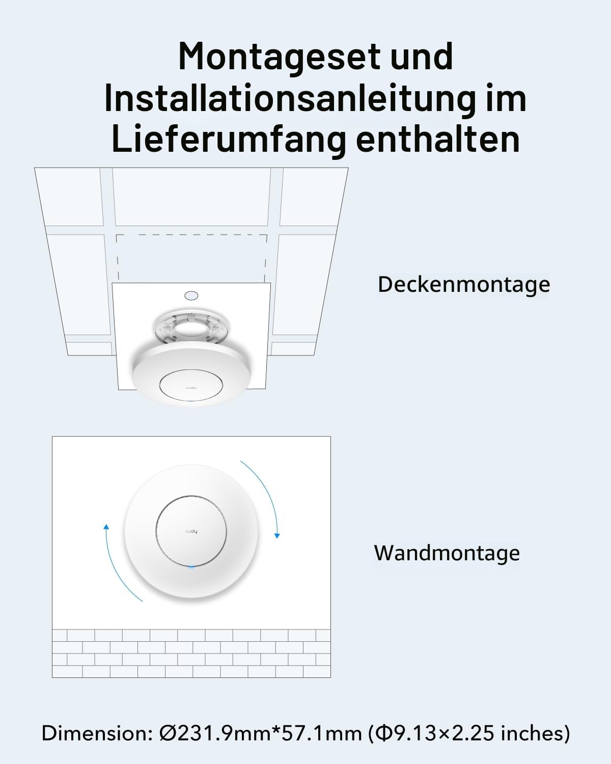 Cudy AX3000 2,5 G WiFi 6 WLAN Access Point, 2,5 Gbit/s RJ45, Business-WLAN-Lösung Mit Mesh-Unterstützung, MU-MIMO, PoE- Oder Gleichstromversorgung, AP3000