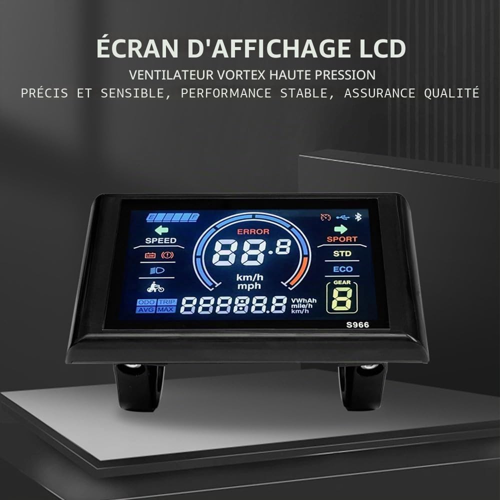 Écran LCD 5 Broches 24-72V LCD-S966 écran Couleur Intelligent Ordinateur de vélo étanche Panneau de Commande de VTT utilisé pour Le contrôleur avec protocole N°2 Connexion Normale