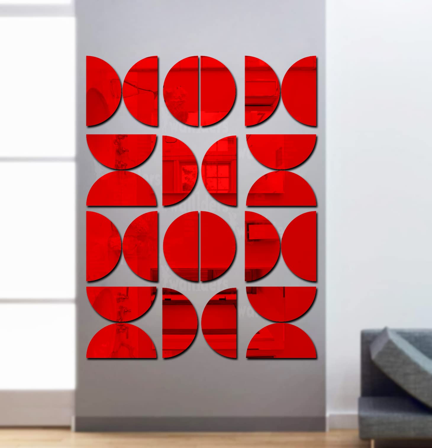 Wall1ders Half Circle 24, Mirror Stickers for Wall, Acrylic Mirror Wall Decor Sticker, Wall Mirror Stickers, Acrylic Stickers, Wall Stickers for Hall Room, Bed Room, Kitchen. (Pack of 24) (Red) (B09T9QD8L7) Amazon Price History, Amazon Price Tracker