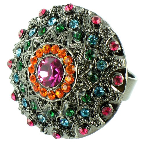 Anillo redondo de plata envejecida para looks boho de diario