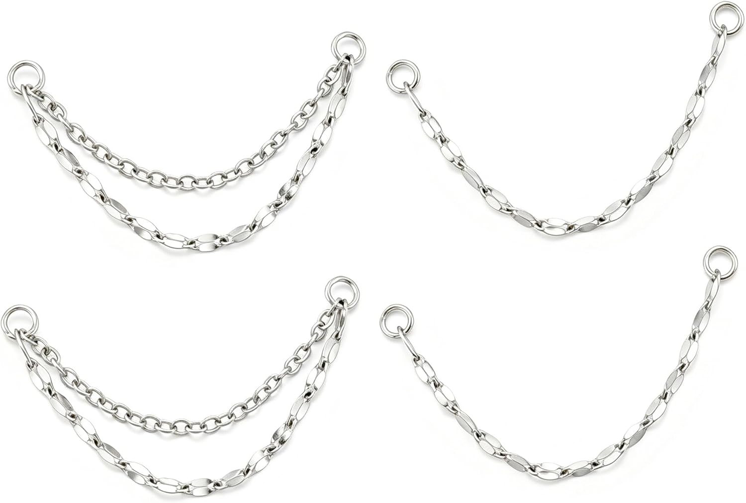 4Pcs Gold Earrings Connector Chains Set for Women, Convertible Dangle Chain for Double Piercings 50mm