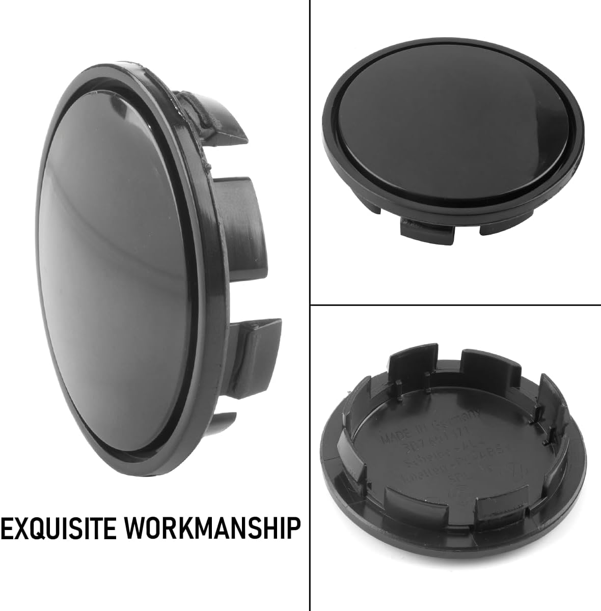 65mm/2.56in ABS Black Wheel Center Caps Set of 4 for Passat Magotan Sagitar CC Tiguan Touran Lavida