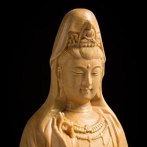 Miniatura 5 de Feng Shui Decor - Estatua de Diosa de la Misericordia Quan yin, colección de arte, estatua de Buda Kuan yin, tallada a mano, estatua de guan yin de