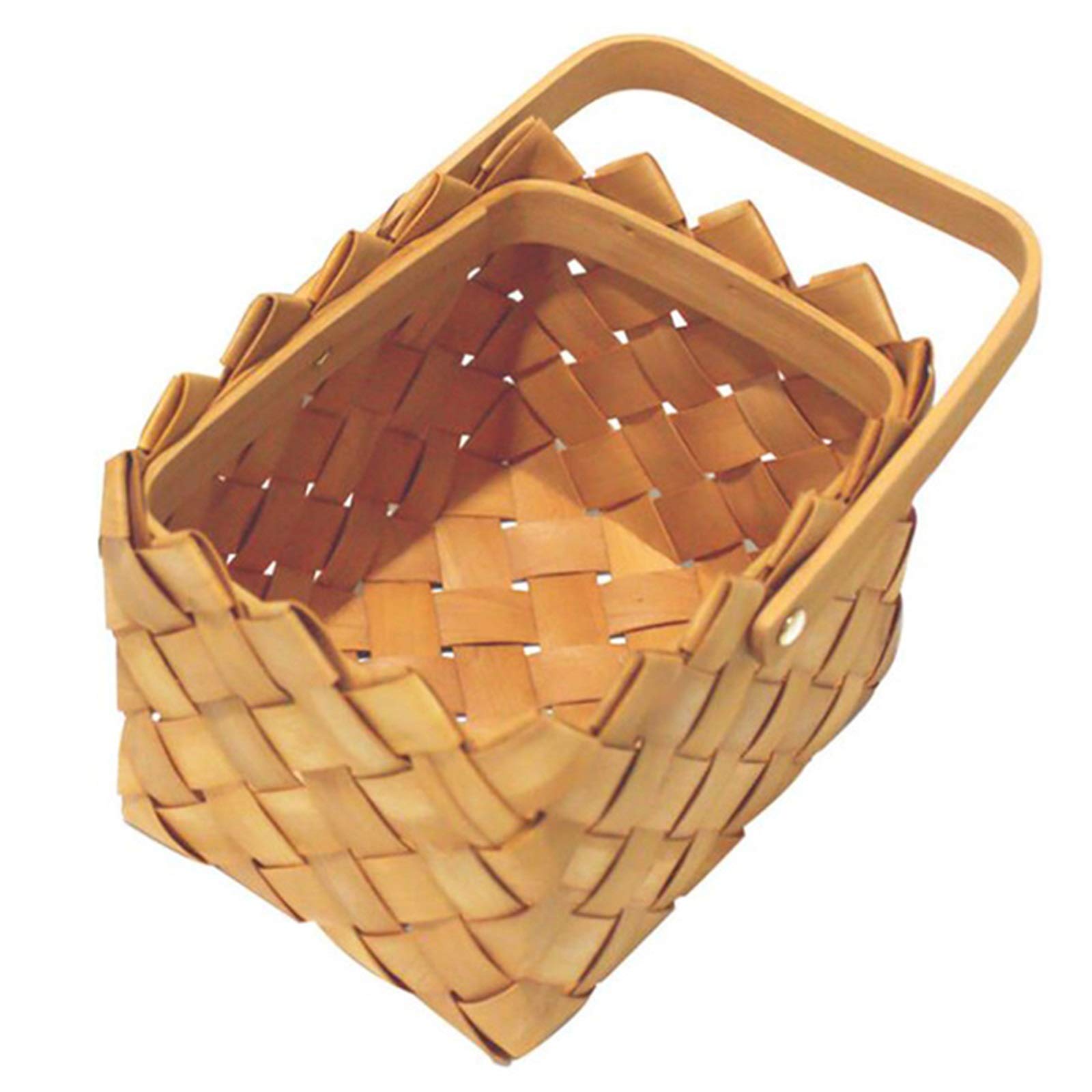 Wlrdpupje Dark Khaki Picnic Basket Rattan Wicker Camping Shopping Fruit Storage Basket For Picnic Camping Outdoor
