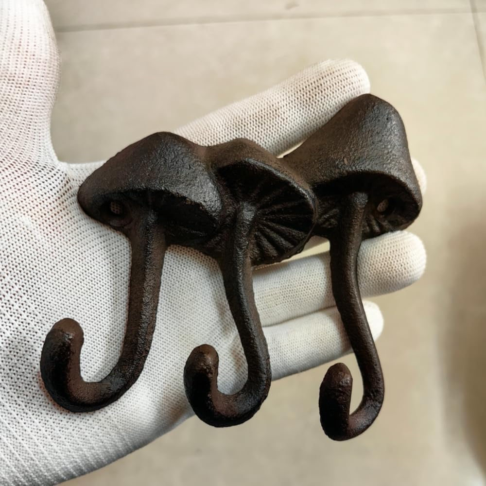 Cast Iron Mushroom Wall Hook, Courtyard Forest Mushroom Theme Decor image 3