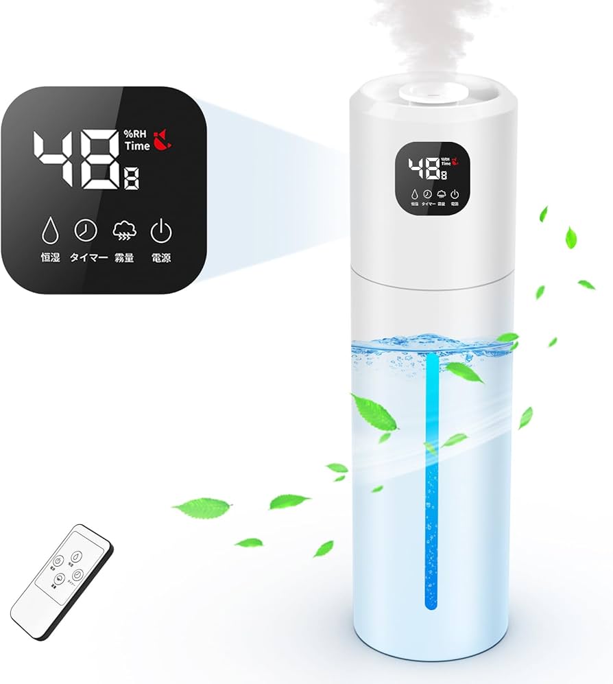 除菌 & 自動湿度調整◆加湿器 大容量 10L 超音波式 マイナスイオン PSE 加湿器 空気清浄機 超音波式 タワー型 uv除菌 マイナスイオン 10L大