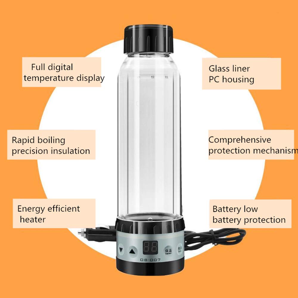 12V / 24V Coche Calentador Calentador Portátil Viaje Botella Calentador de Agua Calefacción Copa eléctrica 280ml Hervidor de Agua Hervidor de Agua Auto Accesorio