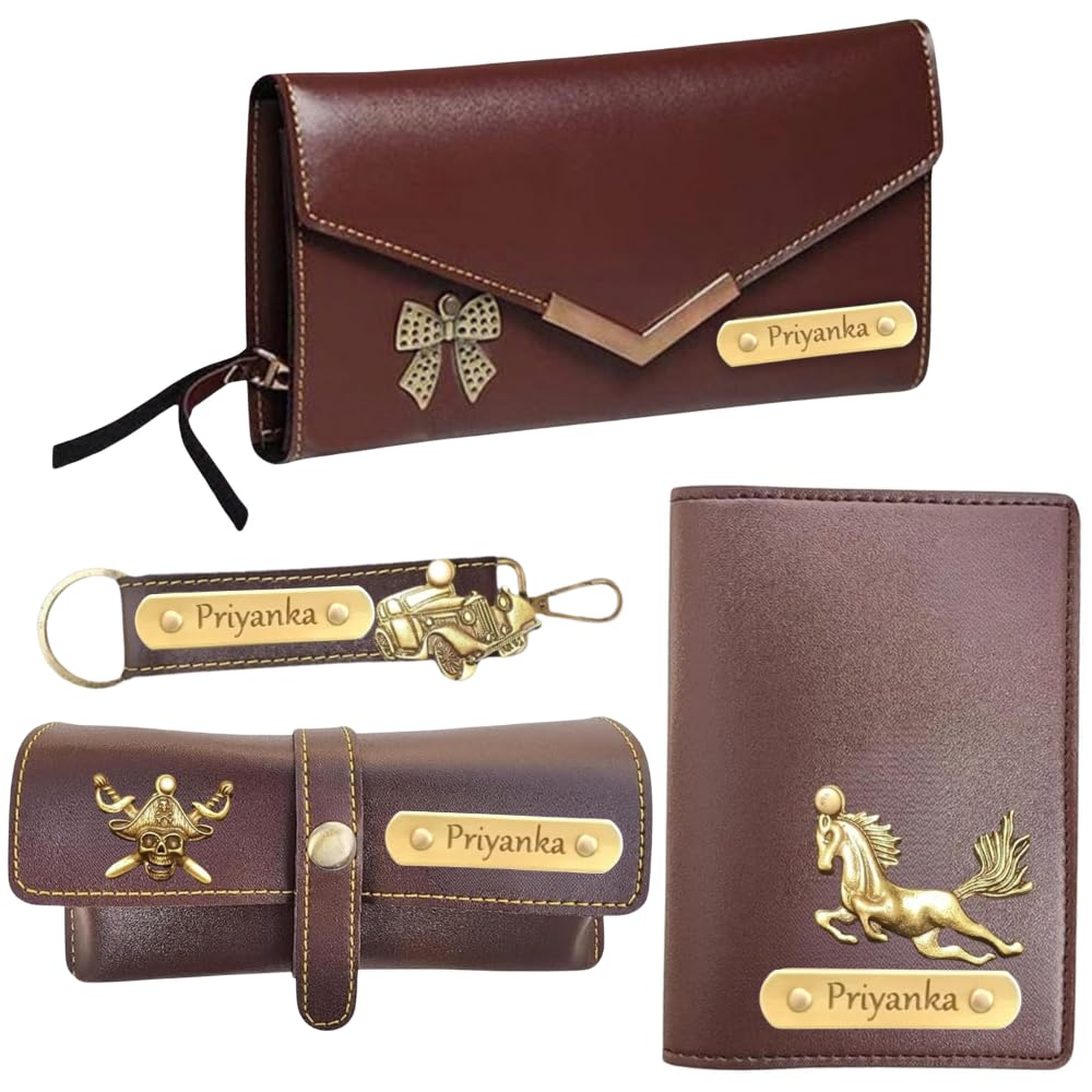 gift for special Gift for Women for Birthday - Customized Leather Lady Wallet - Customized Clutch for Women Set - Women wallet + Key hook + Eyewear Box + Passport Cover-picture-17