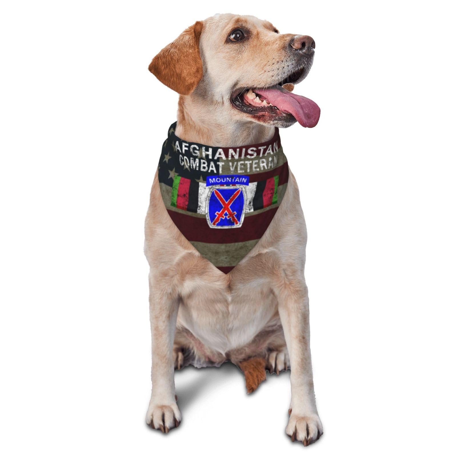 10th Mountain Division Afghanistan Combat Veteran Dog Scarf Pet Bandana Cat Pet Bibs