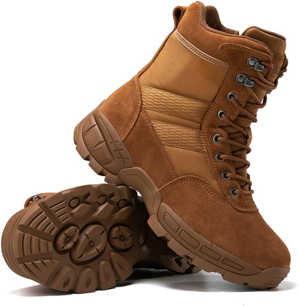 EinPlus Military Men's Tactical Boots: Combat High Top Outdoor Shoes