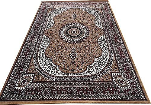 Image of Kashmiri Design Traditional Carpets for Living Room 5x7 Feet (150 x 210 Cm) Drawing Room Hall Gold Colour