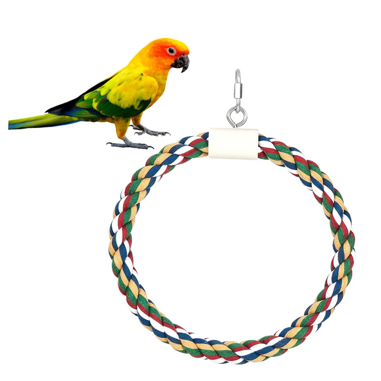Toddmomy Creative Parrot Cotton Rope Swing for Bird Cage Diameter Hanging Bite for Cockatiels Parakeets and Birds Safe and Fun Chewing Adventure